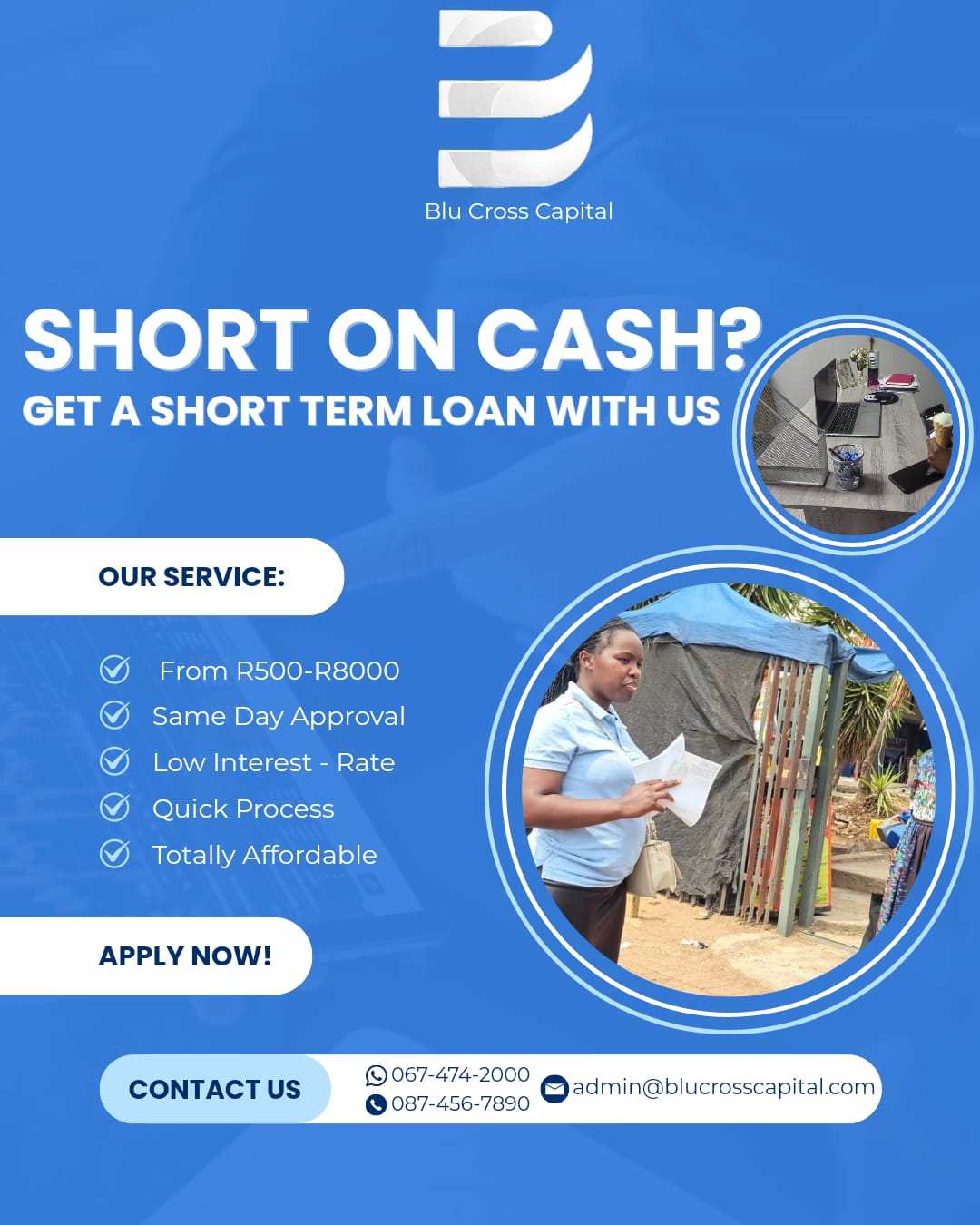 BluCross Capital – Short on Cash? Get a Short Term Loan – R500 to R8000