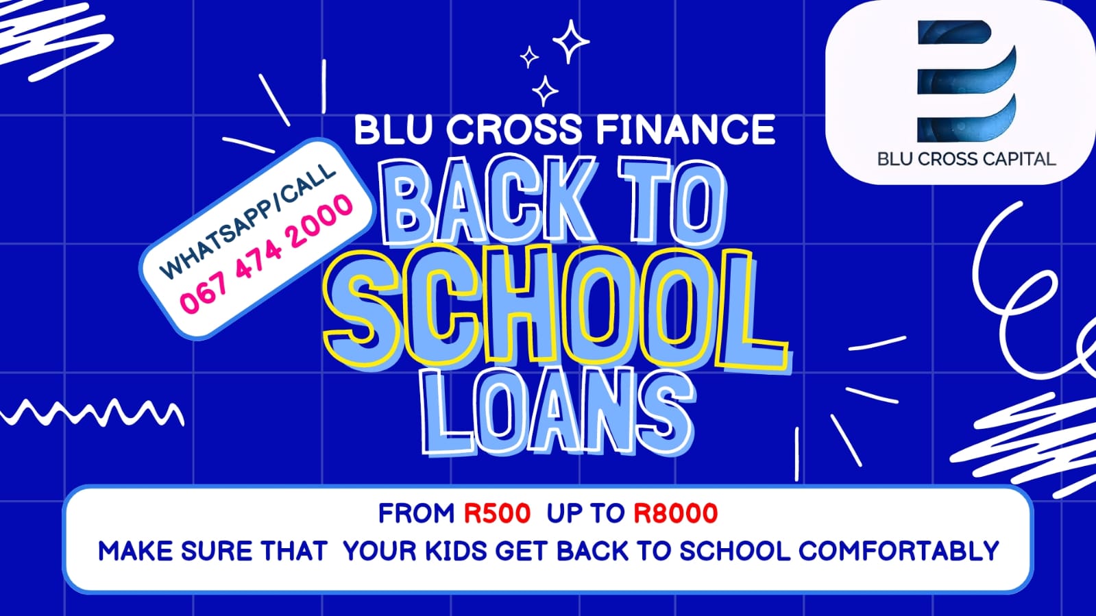 Blu Cross Capital Back to School Loans – R500 to R8000